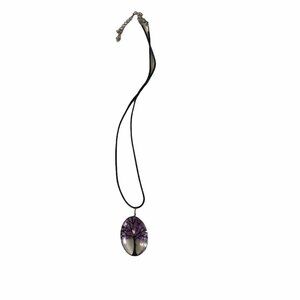 Creative Lifelike 7 Colors Glass Tree Of Life Pendant Necklace Oval Purple